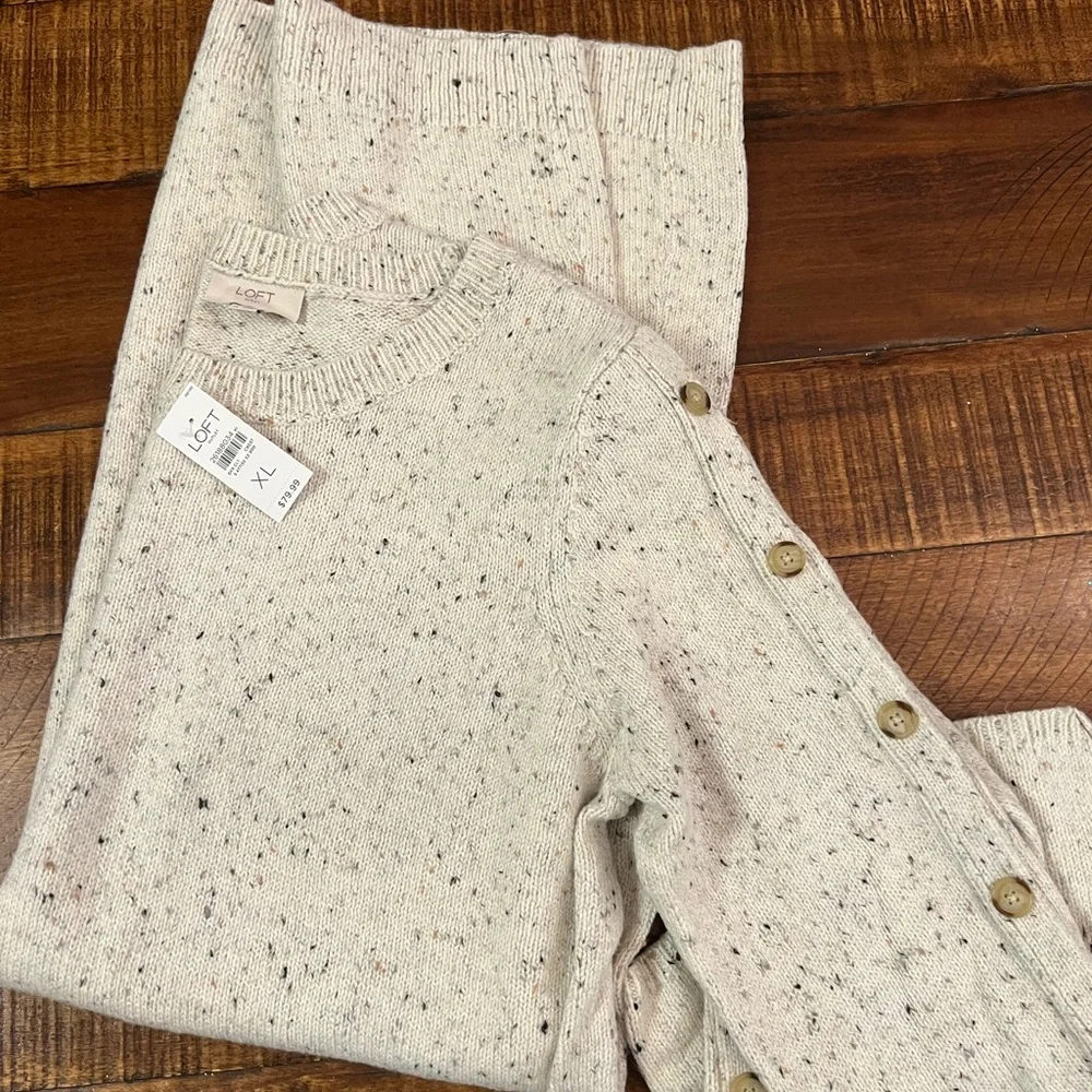 LOFT Cream Midi sweater dress with button details - Picture 5 of 6